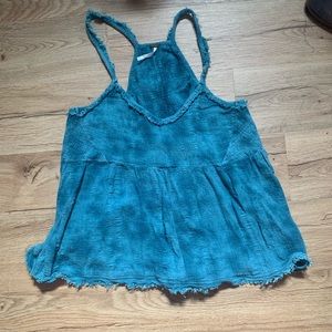 FREEPEOPLE Blue tie-dye boho tank